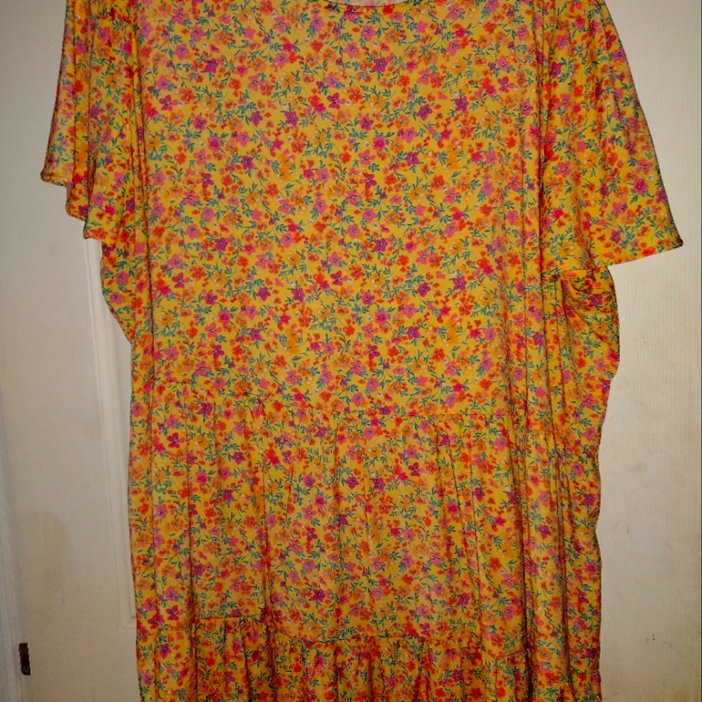 Yellow Plus Size Flowered Shirt